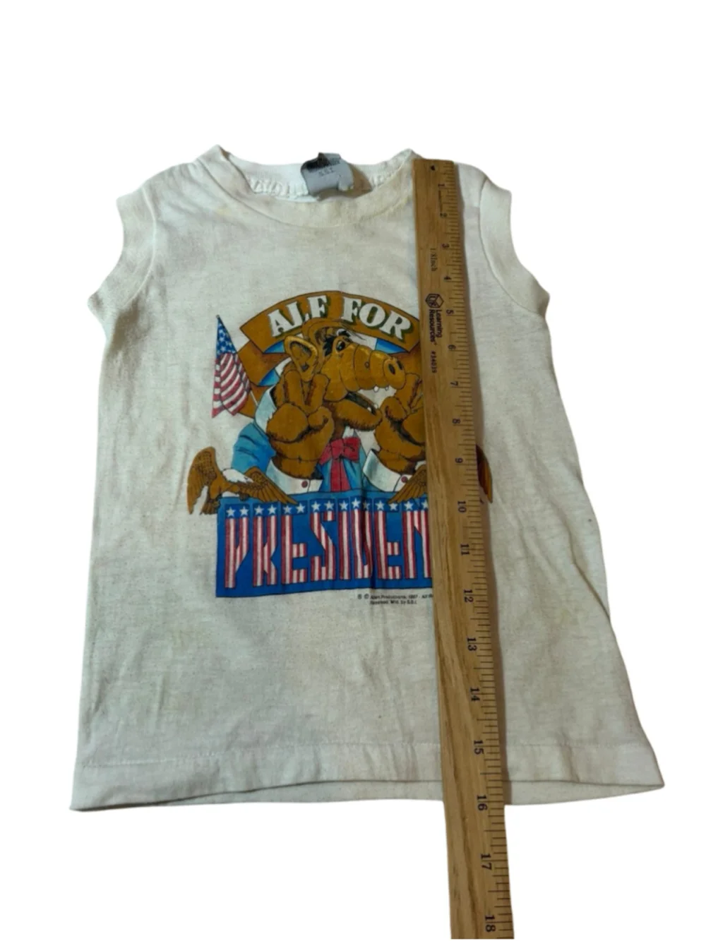 Vintage 1987 ALF For President Kids Tank Top USA 80s TV Graphic Tee Sz 7  Flaw